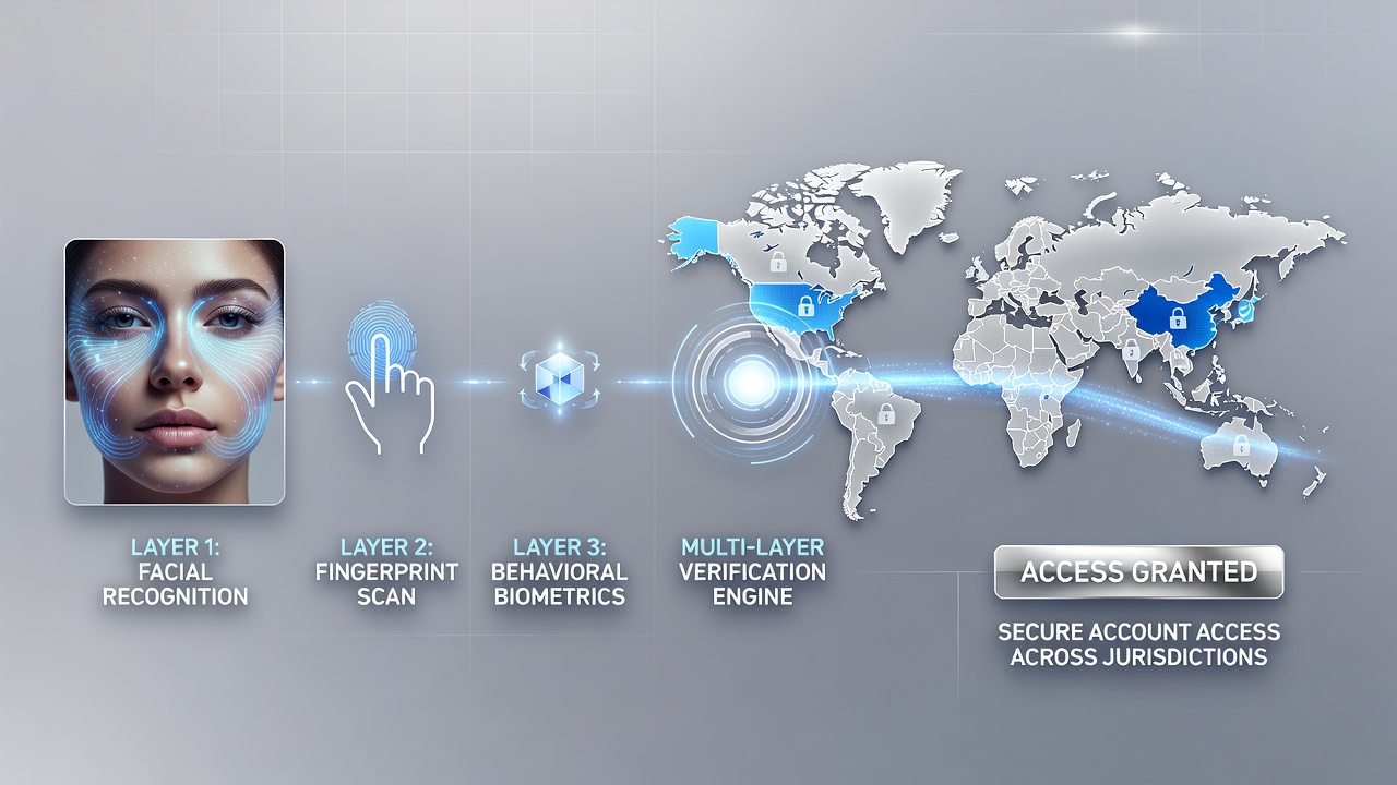 User completing fingerprint verification on a tablet while accessing a multi-state betting account