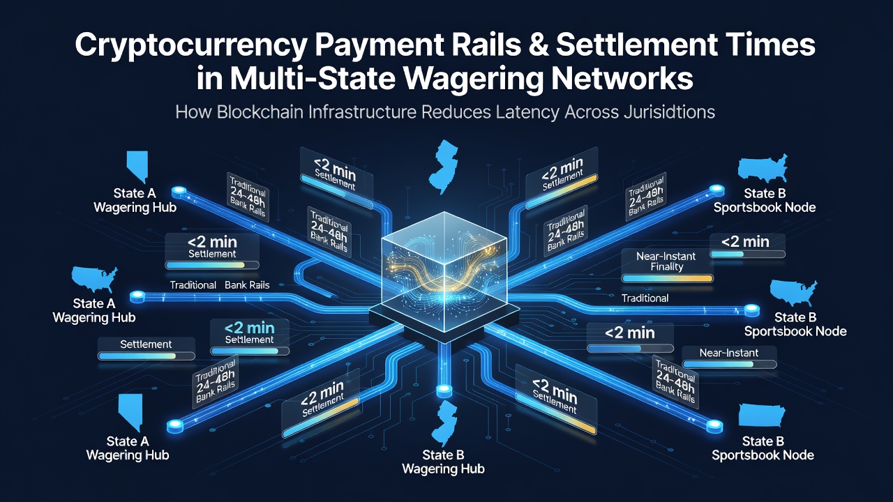 Multi-state regulatory map showing cryptocurrency payment corridors across U.S. gambling jurisdictions in 2026