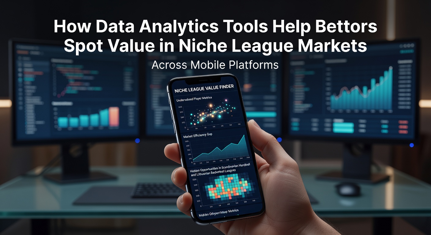 Mobile app interface displaying data analytics charts for niche league sports betting odds and player statistics