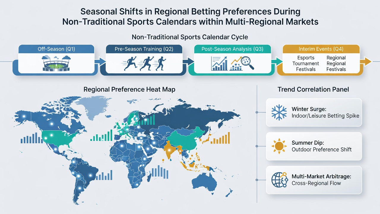 Data visualization of betting volume shifts across regions during non-traditional sports periods