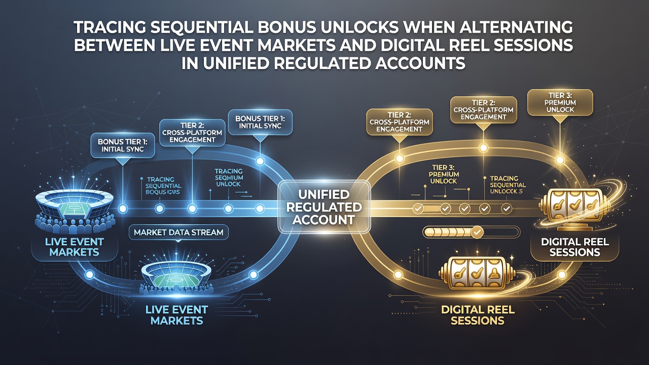 Diagram showing sequential bonus progression across sports and slot activities in a single regulated account